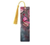 5 marcapáginas de madera con borlas, marcapáginas de madera vintage, orquídea, flor, mariposa, primavera, elegante, hecho a mano, para leer, marcadores de página, etiquetas colgantes de madera, adorno