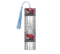 5 marcapáginas de madera, diseño de la Torre Eiffel de París, con diseño de paraguas rojo de la calle París, bonito marcapáginas, adorno de etiqueta para manualidades, decoraciones para leer