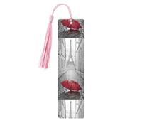 5 marcapáginas de madera, diseño de la Torre Eiffel de París, con diseño de paraguas rojo de la calle París, bonito marcapáginas, adorno de etiqueta para manualidades, decoraciones para leer