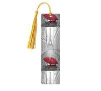 5 marcapáginas de madera, diseño de la Torre Eiffel de París, con diseño de paraguas rojo de la calle París, bonito marcapáginas, adorno de etiqueta para manualidades, decoraciones para leer