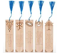 5 marcapáginas LOTRS para hombres y mujeres, juego de marcadores temáticos de El Señor de los Anillos con borla de seda, marcadores de libros de madera para leer (ideal para regalo)