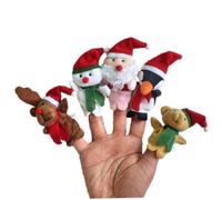 5 Marionetas de Dedo navideñas de 1, 8 x 3, Renos, muñeco de Nieve, Papá Noel, pingüino, Oso, Rellenos para Bolsas de Fiesta de Navidad