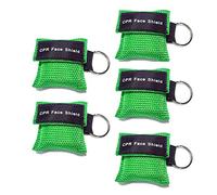 5 máscaras de RCP, protectores faciales de rescate con válvula unidireccional barrera de respiración y llavero para primeros auxilios o entrenamiento DEA (verde)