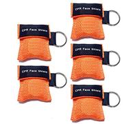 5 máscaras de RCP, protectores faciales de rescate con válvula unidireccional barrera de respiración y llavero para primeros auxilios o entrenamiento de DEA (naranja)