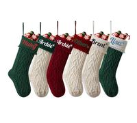 5 medias de Navidad personalizadas de 45,7 cm, para colgar nombres personalizados, calcetines de Navidad grandes de punto trenzado para decoración de fiestas y fiestas en la chimenea