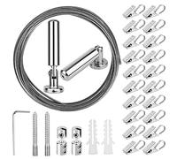 [5 Metros] OOTSR Juego de Varillas de Amarre de Cortina de Malla de Alambre de tensión de con (20) Clips