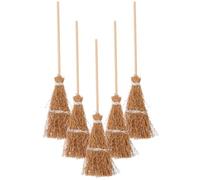 5 Mini Escobas, Accesorios para Casas de Muñecas a Escala 1:12 para | Accesorios de Escobas de Paja Estilo Artesanal para Escenas en Miniatura, Manualidades para Casas de Muñecas, Disfraces de