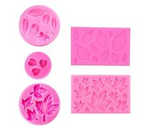 5 Mini Moldes de Silicona - Colección de Hojas para Fondant, Hornear 3D, Decoración de Pasteles, Dulces, Nueces y Gelatina