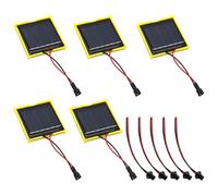 5 mini paneles solares, 3 V 0.3 W de silicona policristalina pequeña celda solar, terminal precableado con conector SM, 2.4 x 2.4 pulgadas, para proyectos de energía solar de bricolaje y fines