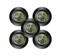 5 mini termómetro ambiental interior digital, higrómetro digital, monitor de temperatura y humedad para casa, guardería, incubadora para guitarra, reptiles, invernaderos para coche, negro
