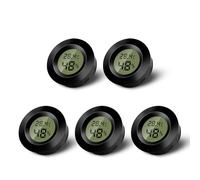 5 mini termómetro digital para interiores, higrómetro digital LCD, monitor de temperatura y humedad para el hogar, guardería, incubadora de guitarra, reptiles, invernadero de coche, negro
