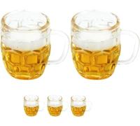 5 mini vasos de cerveza, casa de muñecas de resina realista para manualidades en miniatura, tazas de cerveza en miniatura compatibles con casas de muñecas a escala 1:12