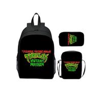 (5) Mochila escolar para niños de 16 pulgadas con impresión 3D de 3 piezas de las Tortugas Ninja Adolescentes