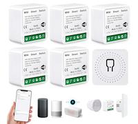 5 módulos de interruptor de luz inteligente, mini interruptor WiFi DIY encaja detrás del interruptor de pared, interruptor inteligente de 1 vía, compatible con aplicación Tuya, Alexa Echo, Google Home
