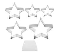 5 moldes de estrella con 1 raspador para hornear, cortadores de estrella, cortadores de estrellas de acero inoxidable, juego de moldes para hornear, adecuado para la fabricación de galletas, fondant,
