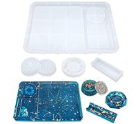 5 moldes de resina de silicona para resina epoxi con bandeja rodante grande y molde de amoladora para moler y almacenamiento, fundición de resina DIY