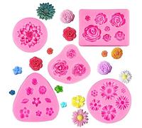 5 moldes de silicona 3D para rosas, fondant y chocolate para decoración de pasteles, hornear, jabón y caramelos
