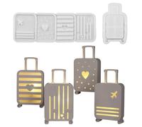 5 moldes de silicona para maleta, caja de baratijas para manualidades, sombras, organizadores de joyas con acabado de gafas, molde de silicona en forma de maleta