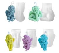 5 moldes de silicona para velas, 3D, forma de ángel, piedras aromáticas, chocolate, decoración DIY
