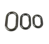 5 mosquetones con Resorte Ovalado y Anillo tórico - Hebilla metálica Que se Abre for Correas de Bolsos, llaveros y Colgantes(Gunblack,16mm)