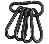5 mosquetones M6 resistentes con capacidad de carga de 50 kg, 5,5 mm de diámetro, gancho de camping de hierro sólido con revestimiento EP, ganchos negros multiusos, perfectos para llaveros, colgar y