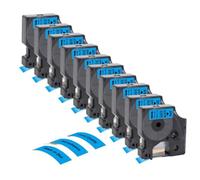 5 o 10 Piezas D1 45013 45018 45010 12mm Cinta de Etiquetas Negro sobre Blanco Amarillo Compatible con Impresora de Etiquetas LabelManager 160 280(10PK Black on Blue)