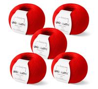 5 Ovillos de cachemira y lana merino extrafina, Lana Gatto Vip Line, (Rojo - 1010, 5)