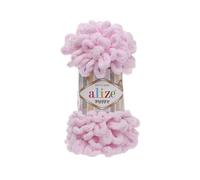 5 ovillos de lana suave Alize Puffy Baby Big Loop 100 % micropoliéster, 100 g, 9 m - 31, color rosa bebé