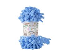 5 ovillos de lana suave Alize Puffy Baby Big Loop 100 % micropoliéster, 100 g, 9 m, color azul 289