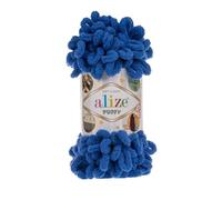5 ovillos de lana suave Alize Puffy Baby Big Loop 100 % micropoliéster, 100 g, 9 m, color azul rey 141