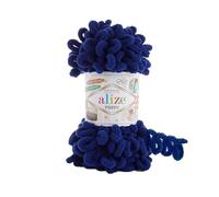 5 ovillos de lana suave Alize Puffy Baby Big Loop 100 % micropoliéster, 100 g, 9 m, color azul rey 360