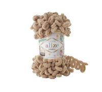 5 ovillos de lana suave Alize Puffy Baby Big Loop 100 % micropoliéster, 100 g, 9 m, color beige