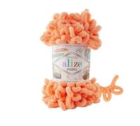 5 ovillos de lana suave Alize Puffy Baby Big Loop 100 % micropoliéster, 100 g, 9 m, color naranja melón