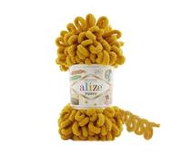 5 ovillos de lana suave Alize Puffy Baby Big Loop 100 % micropoliéster lana suave cada ovillo 100 g 9 m - 2 mostaza