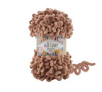 5 ovillos de lana suave Alize Puffy Fine Baby 100 % micropoliéster, 100 g, 14,5 m, color marrón 261