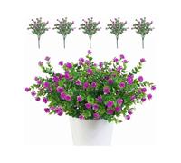 5 Pack Artificial Flower Bouquets, UV Resistant Greenery Plants for Outdoor,Indoor,Balcony,Garden,Office,Wedding,Party Decor (Fuchsia)