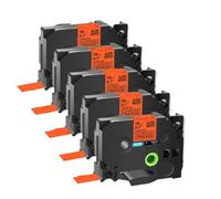 5 Pack Black On Fluorescent Orange Labels Tape TZe B41 18mm Compatible with PT 1800 PT E500 Label Printers