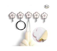 [5 Pack] Cute little flower utility hook, load-bearing capacity up to 5 lbs, waterproof and oil-resistant. Hang keys. Hook that can be attached to th