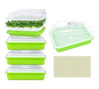5 Pack Green Seed Sprouter Trays- Soil-Free Cultivation Germination Tr