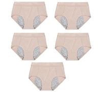 5 Pack Period Panties Heavy Flow Absorbent Leak Proof Cotton Briefs For Teenage Girls Soft Comfortable Underwear Breathable Sporty Knickers Brown Xl