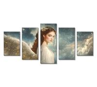 5 Packs Grande Diamond Painting Ángel Pintura Diamante Punto de Cruz Kit Completo, 5D Chica Diamond Painting Kit Completo, Bordado Punto de Cruz Cuadro Diamantes, Decoración de Hogar 50x30cm C-7877