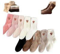 5 Pairs Cartoon Highland Cow Plush Socks,Winter Warm Fuzzy Highland Cow Stocking,Cute Soft Slipper Sleeping Coquette Socks (C)