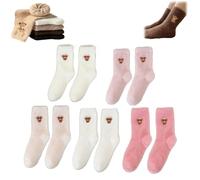 5 Pairs Cartoon Highland Cow Plush Socks,Winter Warm Fuzzy Highland Cow Stocking,Cute Soft Slipper Sleeping Coquette Socks (B)