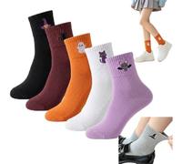 5 Pairs Halloween Embroidered Ankle Socks,Crazy Cute Embroidered Crew Socks