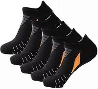 5 Pairs Men'S Thick Padded Athletic Ankle Socks Athletic Ankle Sports Socks (Cotton, Black)