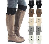 5 Pairs Winter Warm Boot Cuffs for Women, Crochet Knitted Boot Socks