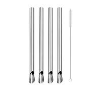 5 pajitas reutilizables de acero inoxidable for batidos, té burbujas, con cepillo y cuchara for mezclar 64(Silver)