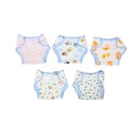 5 Pañales de Tela para Recién Nacidos de Algodón, Lavables y Reutilizables, Estampados Infantiles (pato, Rana, León, Cocodrilo, Huella), Pantalones Ajustados para