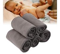 5 pañales para bebé, forro suave, reutilizables, 4 capas, pañales de bambú, almohadilla de forro de carbón gris carbón para recién nacidos