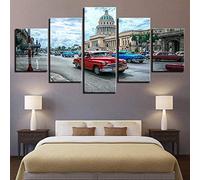 5 Panel/Set Lienzos Handart Cuadro En Lienzo Cinco Partes HD Clásico Óleo Impresiones Decorativas Cartel Arte Pared Pinturas Hogar Lienzo La Habana Cuba Coche Ciudad Pinturas Lienzo Cuadros